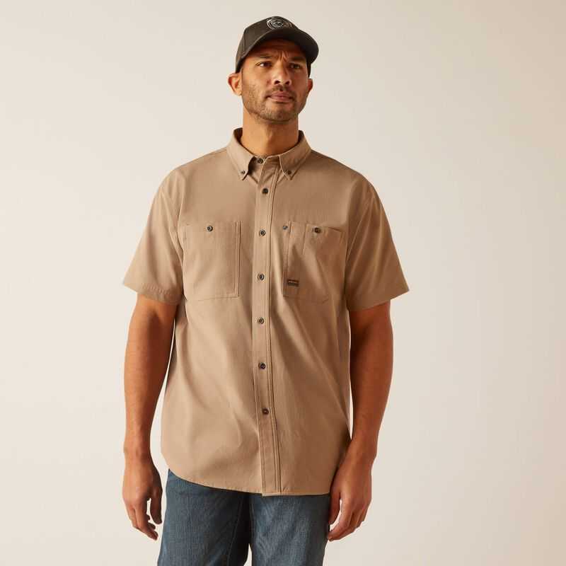 Ariat Rebar Made Tough 360 AirFlow Work Shirt Khaki | 590PUDEIT