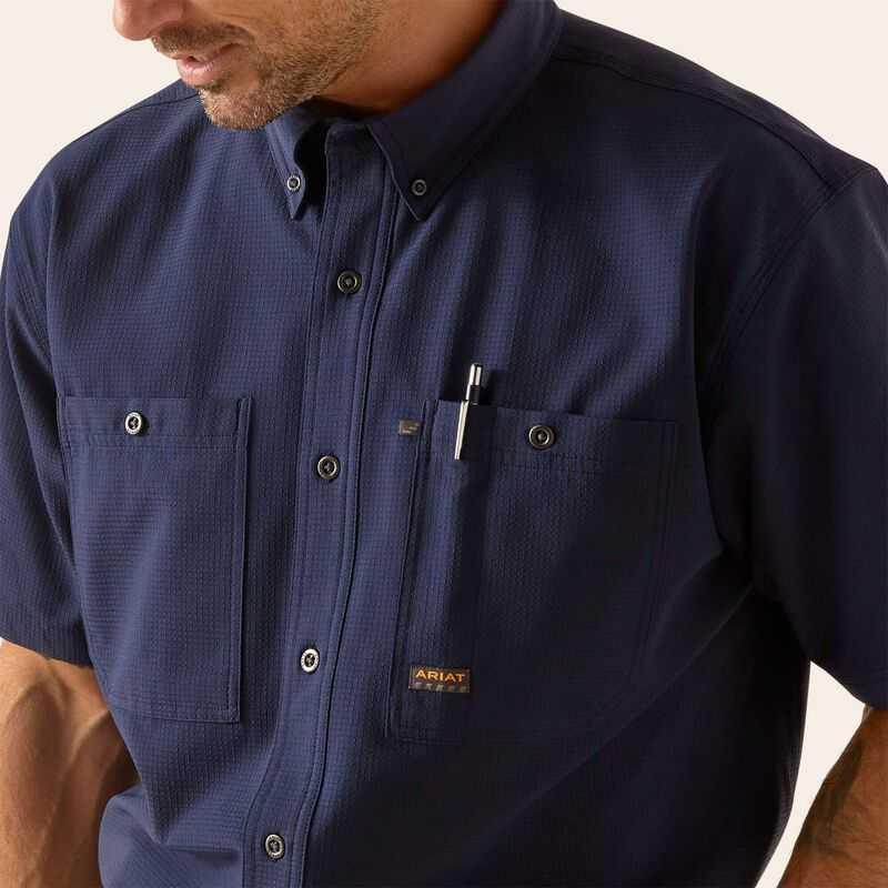 Ariat Rebar Made Tough 360 AirFlow Work Shirt Navy | 271VKWQHZ