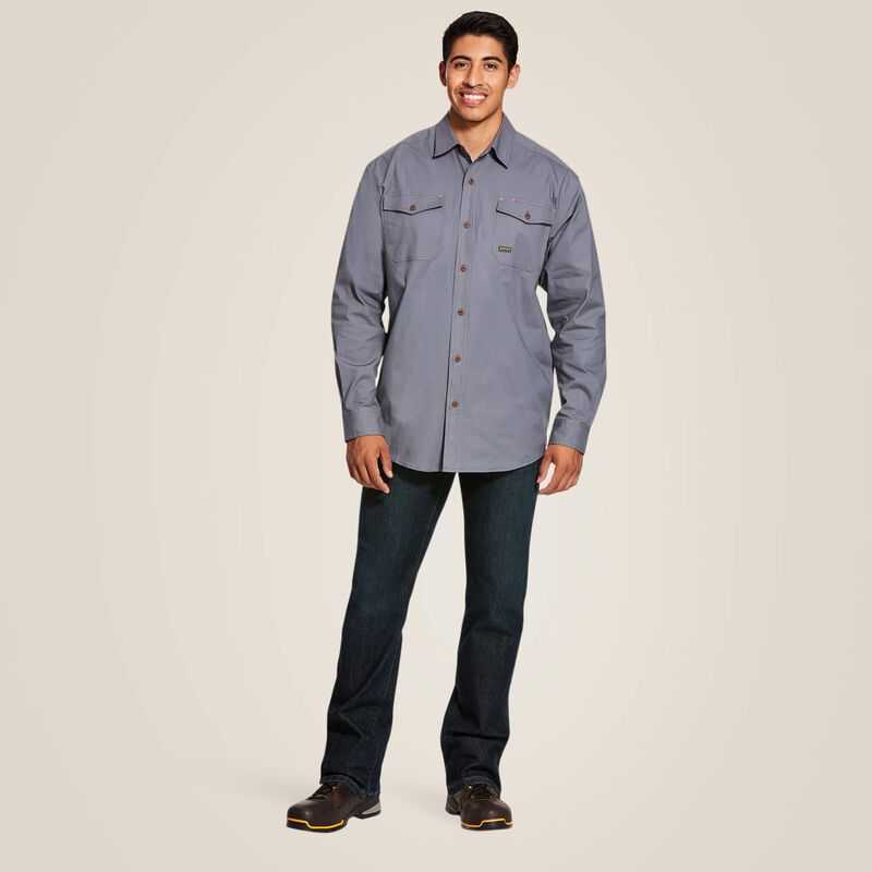 Ariat Rebar Made Tough DuraStretch Classic Fit Work Shirt Grey | 251FDMQAT