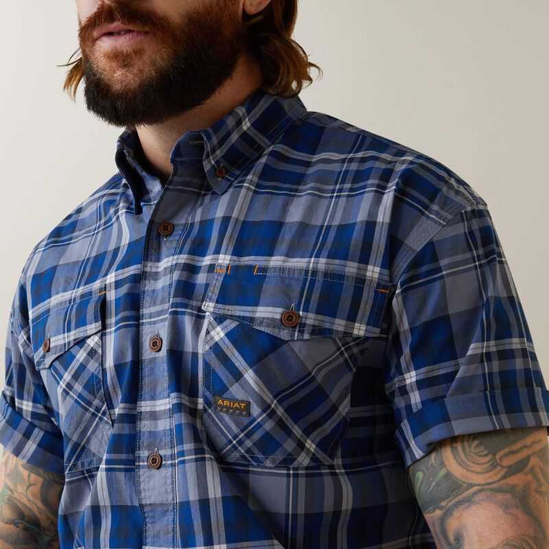 Ariat Rebar Made Tough DuraStretch Work Shirt Stonewash Plaid | 916MGBRHD