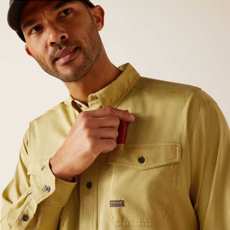 Ariat Rebar Made Tough VentTEK DuraStretch Work Shirt Olive | 937TOQGWP