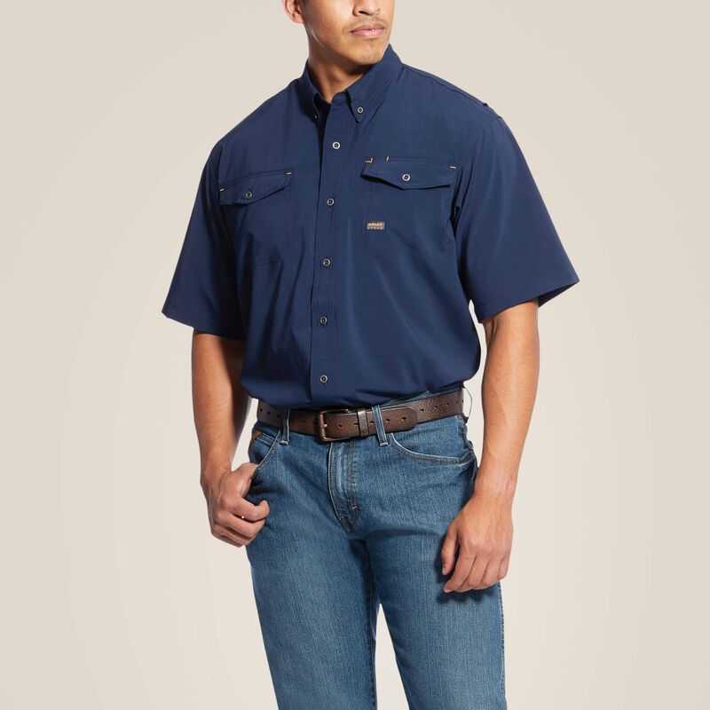 Ariat Rebar Made Tough VentTEK DuraStretch Work Shirt Navy | 928NIUVPK