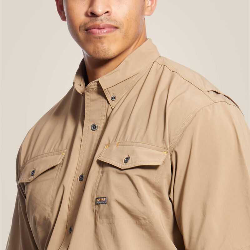 Ariat Rebar Made Tough VentTEK DuraStretch Work Shirt Khaki | 017DLJARG