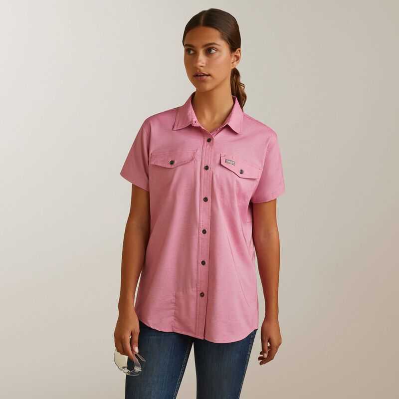 Ariat Rebar Made Tough VentTEK DuraStretch Work Shirt Pink | 078WRULIC