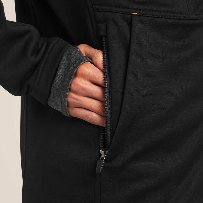 Ariat Rebar Polartec Elite Full Zip Sweatshirt Black | 253HLINAX