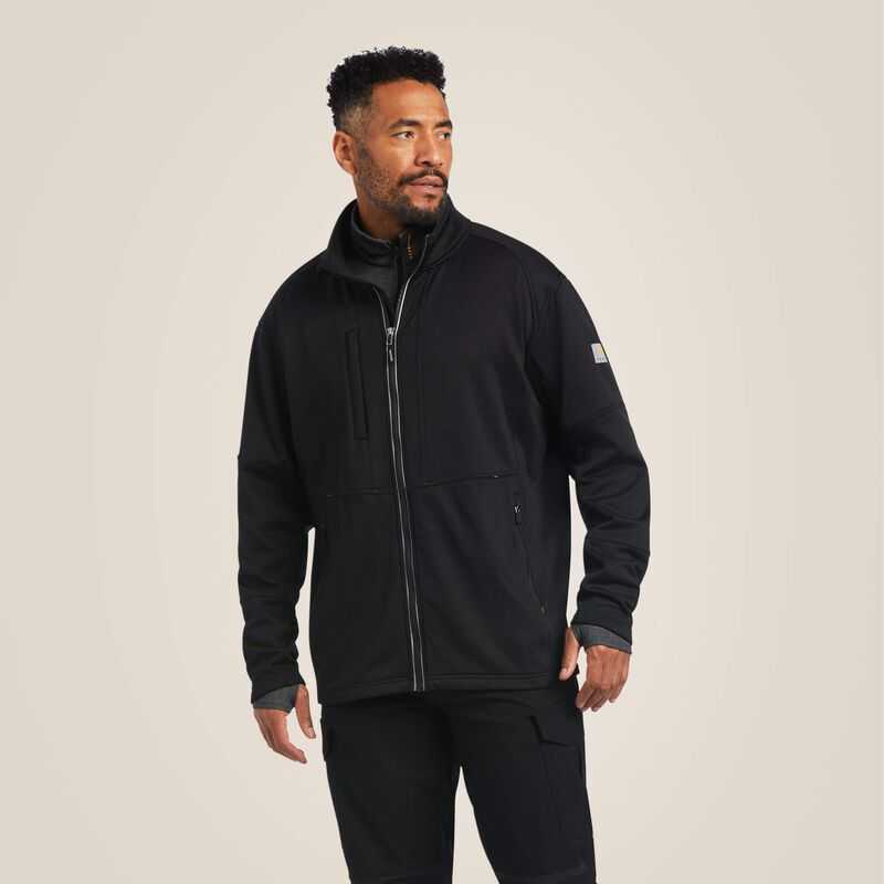 Ariat Rebar Polartec Elite Full Zip Sweatshirt Black | 839FRMLWP