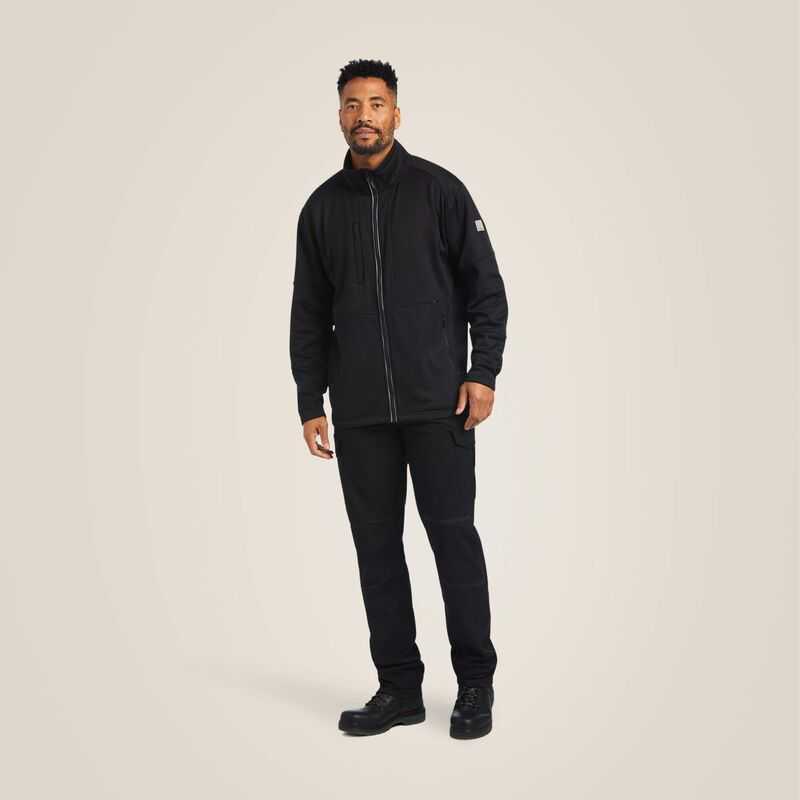 Ariat Rebar Polartec Elite Full Zip Sweatshirt Black | 839FRMLWP