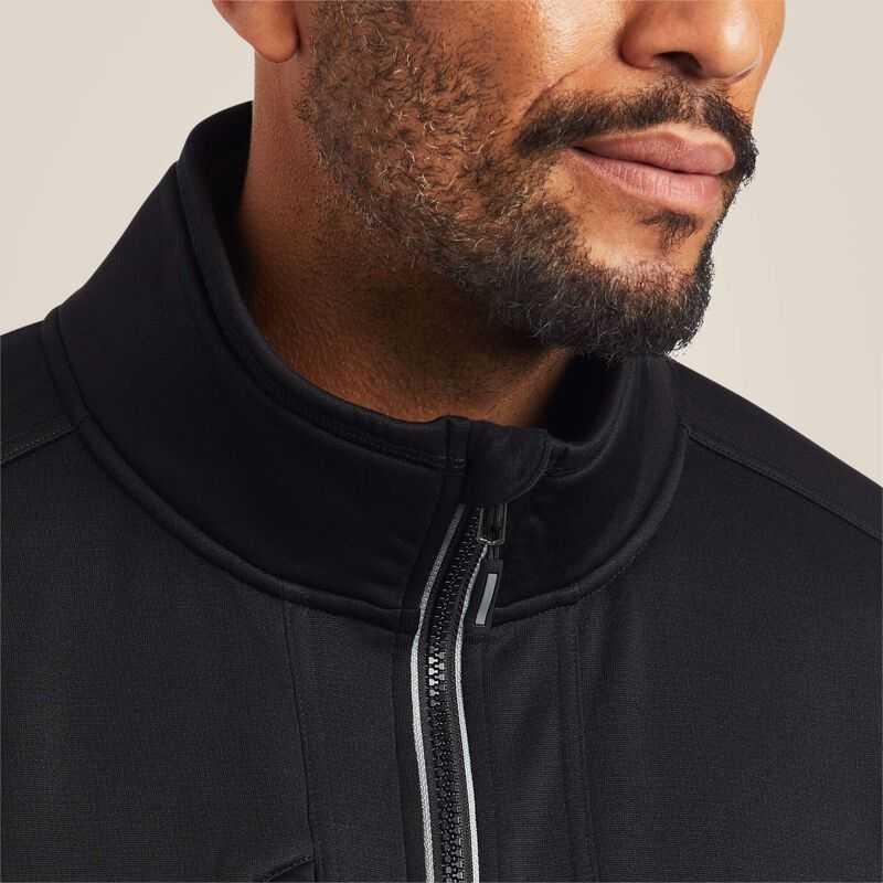 Ariat Rebar Polartec Elite Full Zip Sweatshirt Black | 839FRMLWP