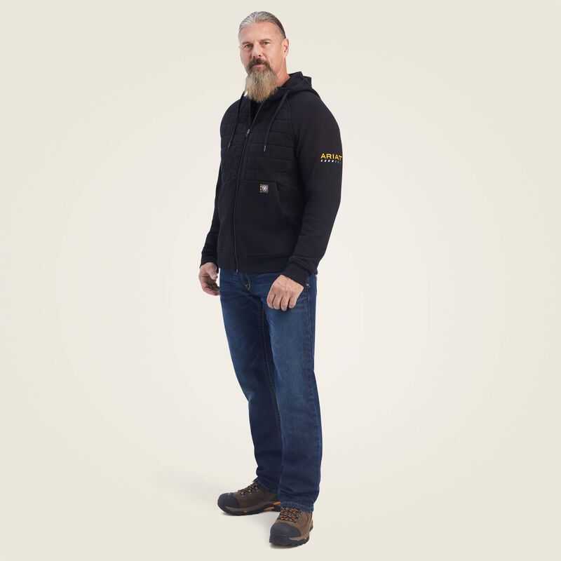 Ariat Rebar Regulator Full Zip Hoodie Black | 052YHEWFT