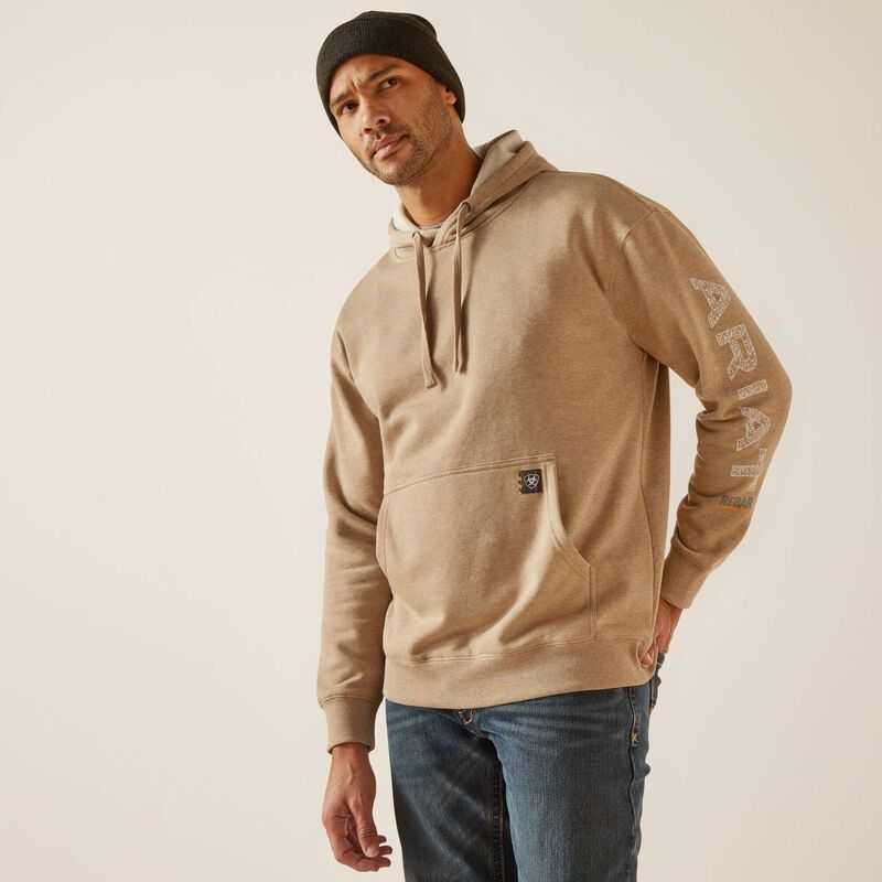 Ariat Rebar Roughneck Pullover Hoodie Beige | 059LJGSKN