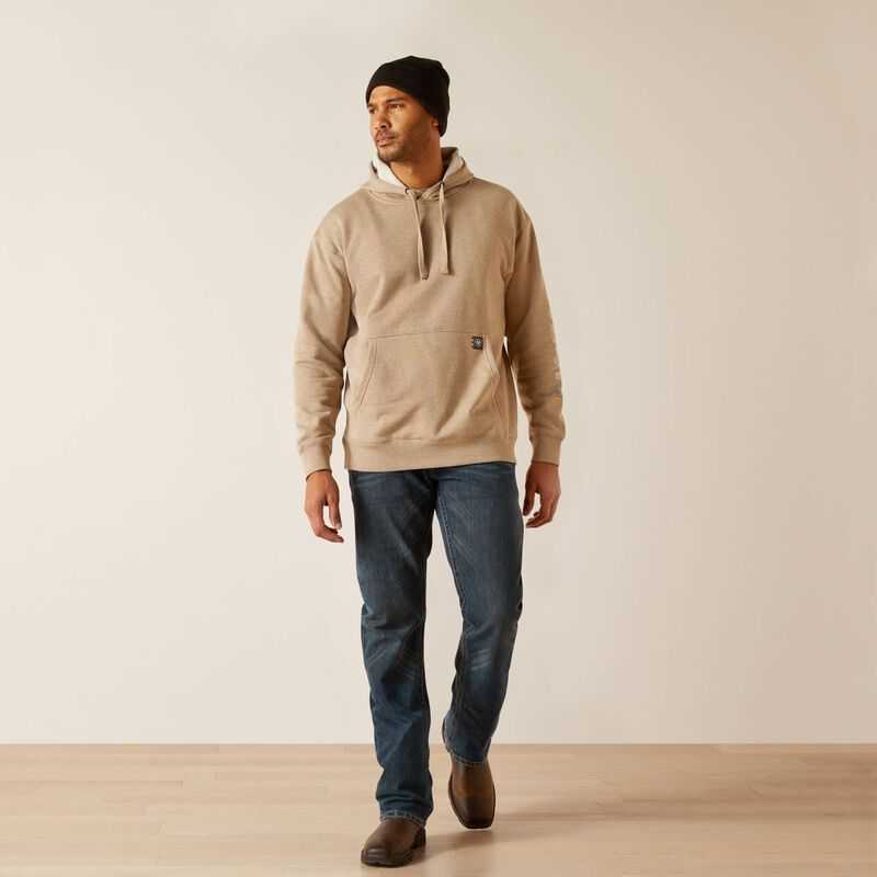 Ariat Rebar Roughneck Pullover Hoodie Beige | 059LJGSKN