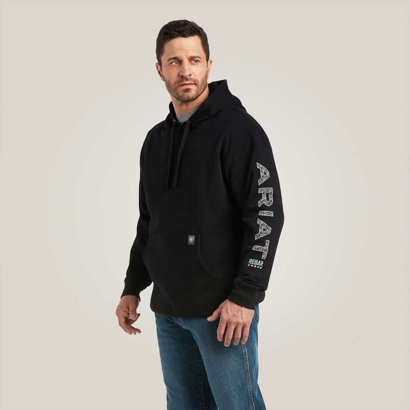 Ariat Rebar Roughneck Pullover Hoodie Black | 360WNZHVQ