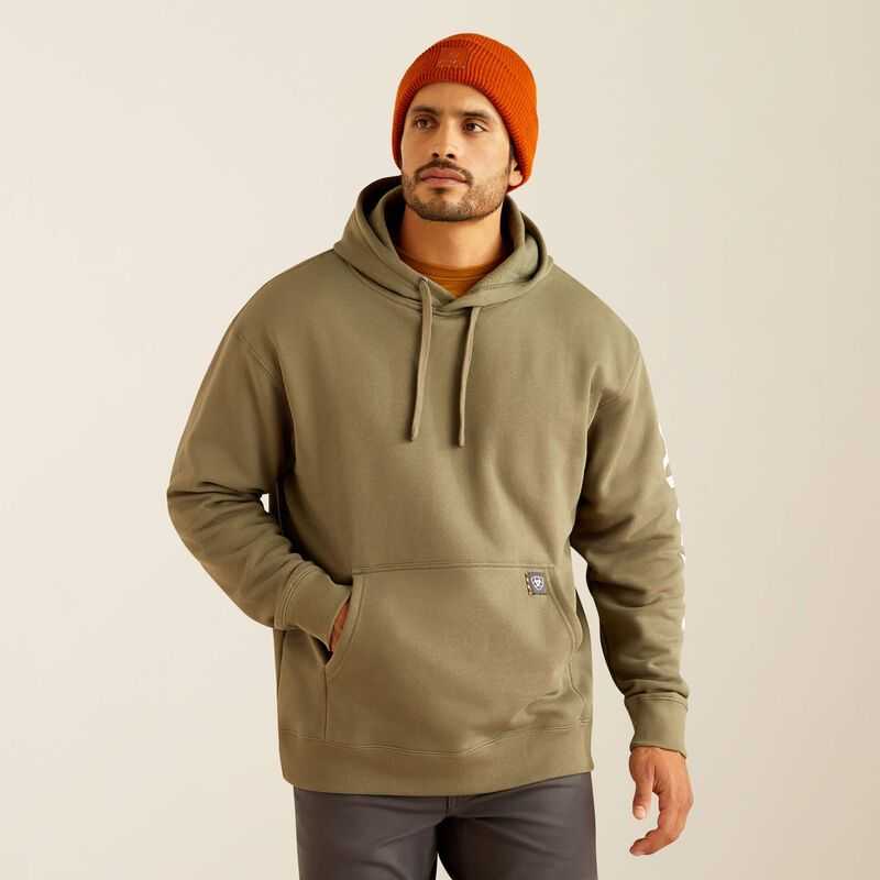 Ariat Rebar Roughneck Pullover Hoodie Deep Lichen | 986VFAXEP