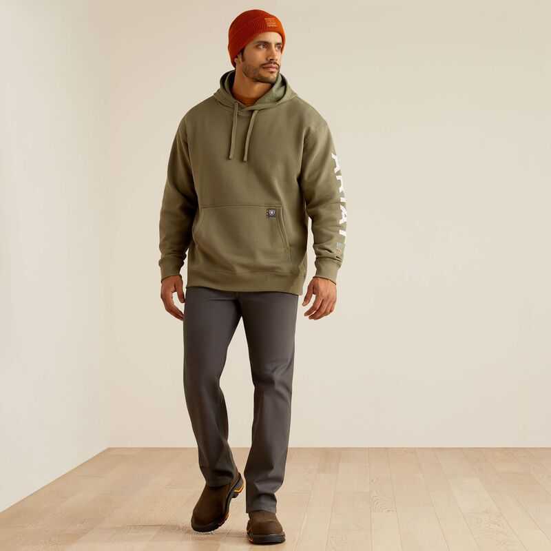 Ariat Rebar Roughneck Pullover Hoodie Deep Lichen | 986VFAXEP