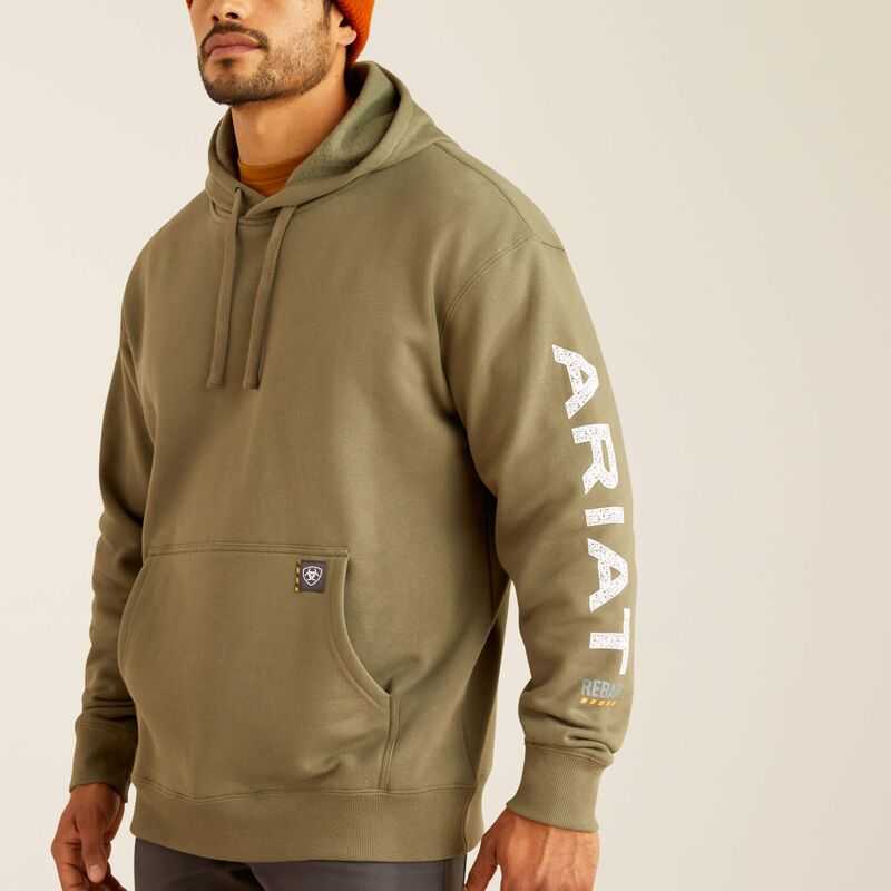 Ariat Rebar Roughneck Pullover Hoodie Deep Lichen | 986VFAXEP