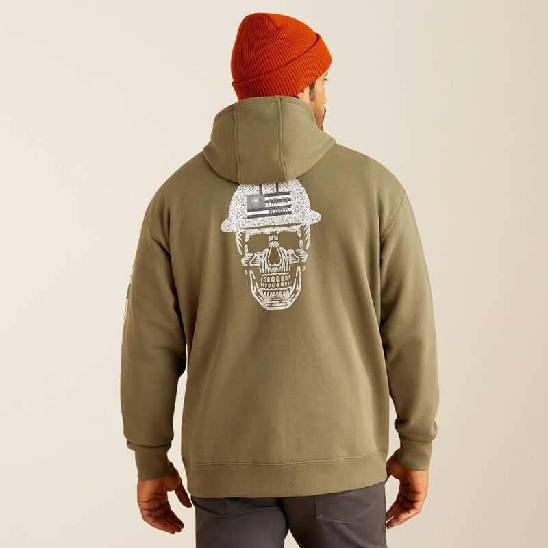 Ariat Rebar Roughneck Pullover Hoodie Deep Lichen | 986VFAXEP