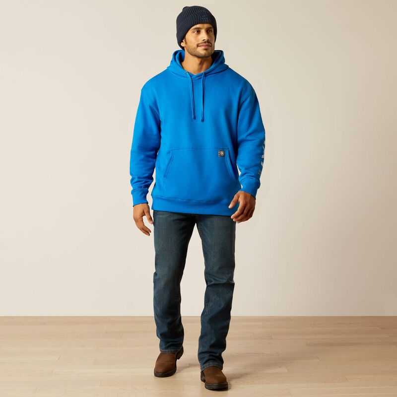 Ariat Rebar Roughneck Pullover Hoodie Royal Blue | 037OVQZIG