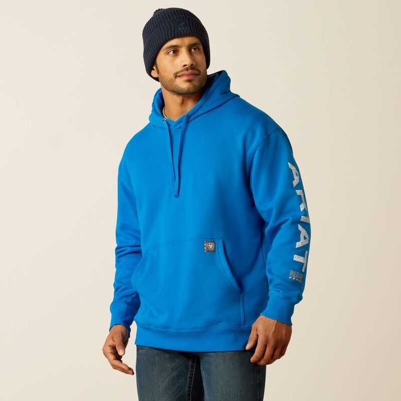 Ariat Rebar Roughneck Pullover Hoodie Royal Blue | 037OVQZIG