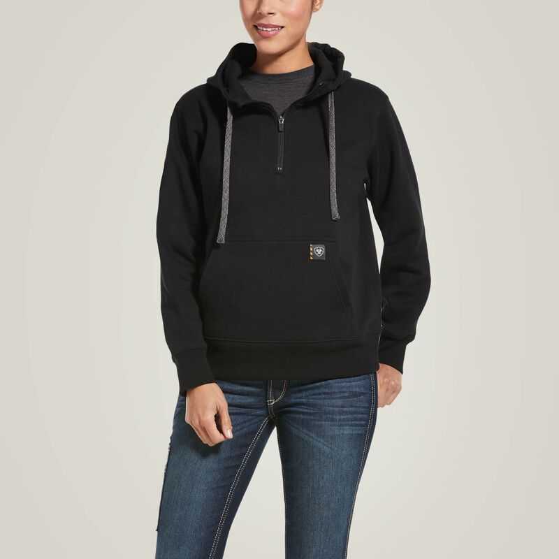 Ariat Rebar Skill Set 1/2 Zip Hoodie Black | 087BYSWOF