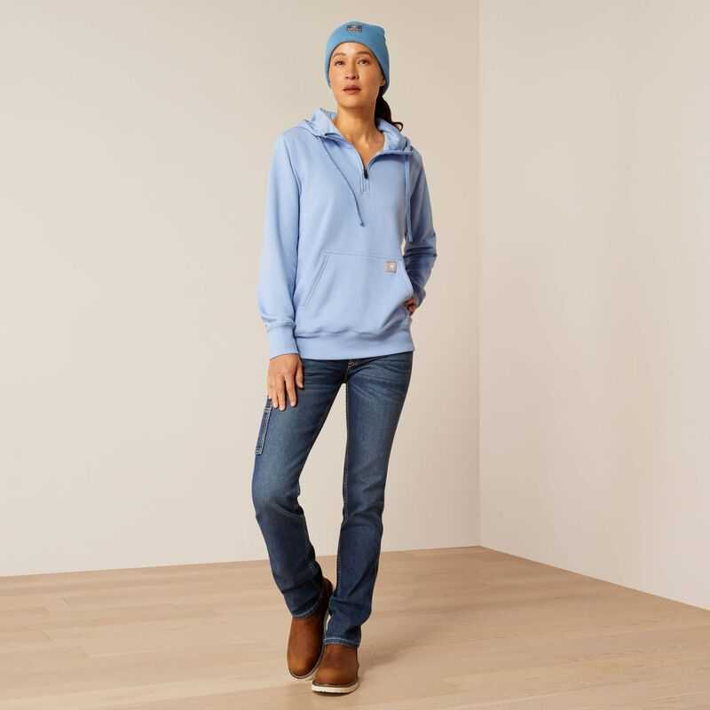 Ariat Rebar Skill Set 1/2 Zip Hoodie Blue | 189TKSBAQ