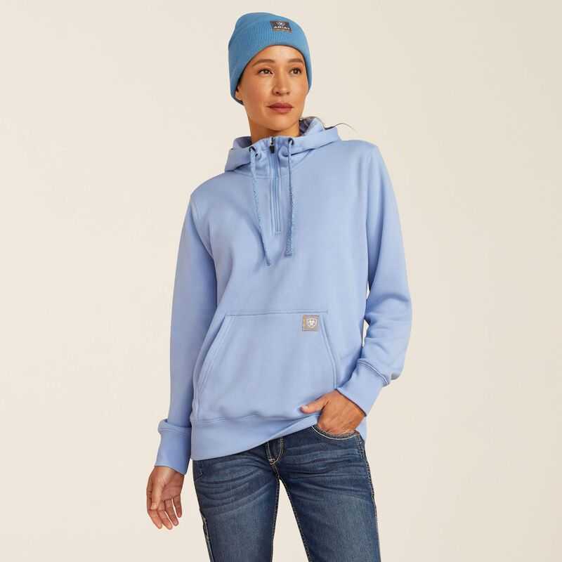 Ariat Rebar Skill Set 1/2 Zip Hoodie Blue | 189TKSBAQ