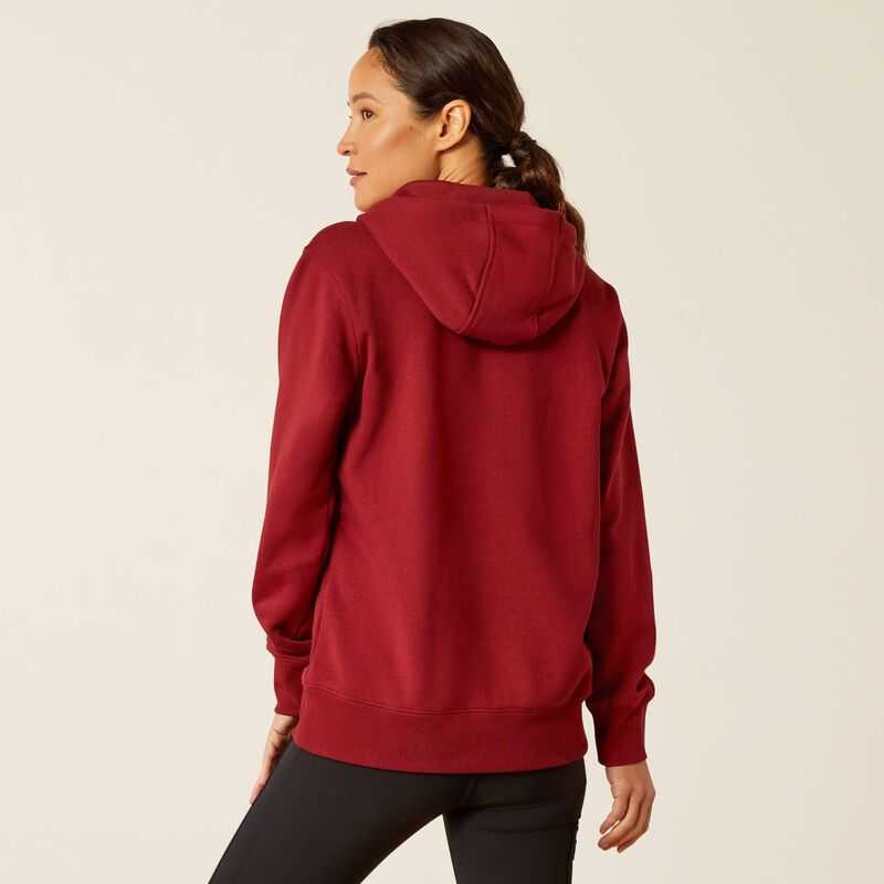 Ariat Rebar Skill Set 1/2 Zip Hoodie Dark Red | 461KJDONF