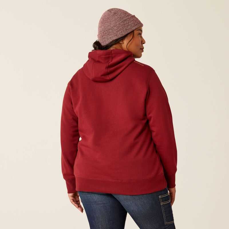 Ariat Rebar Skill Set 1/2 Zip Hoodie Dark Red | 461KJDONF