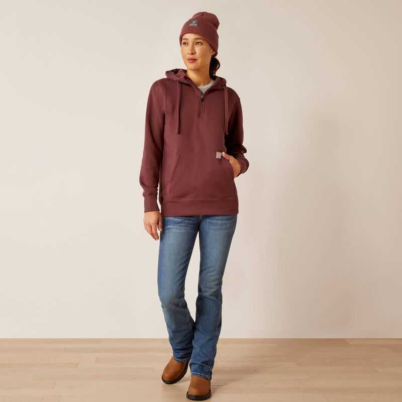 Ariat Rebar Skill Set 1/2 Zip Hoodie Purple | 906YXMPKF