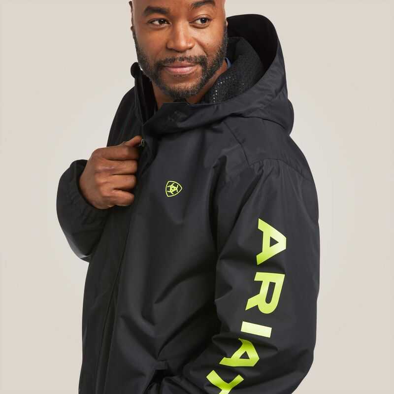 Ariat Rebar Stormshell Logo Waterproof Jacket Black / Light Green | 037WXQTZG