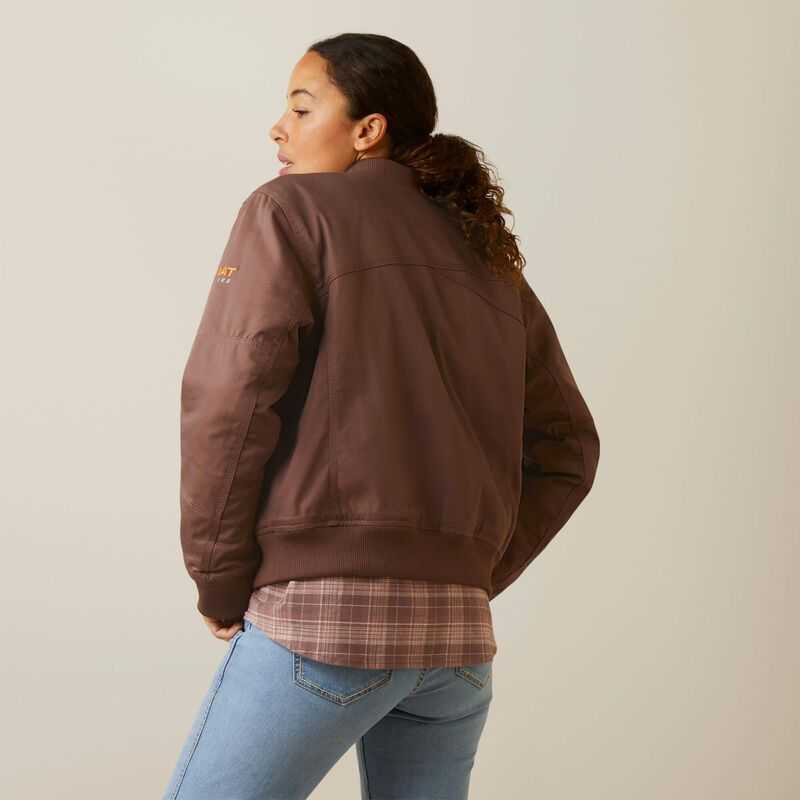 Ariat Rebar Stretch Canvas Bomber Jacket Peppercorn | 432YENAXZ