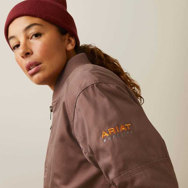 Ariat Rebar Stretch Canvas Bomber Jacket Peppercorn | 432YENAXZ