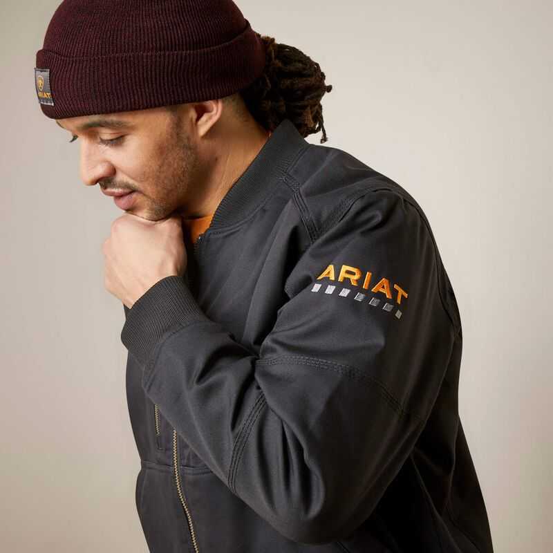 Ariat Rebar Stretch Canvas Bomber Jacket Black | 732GTORYC