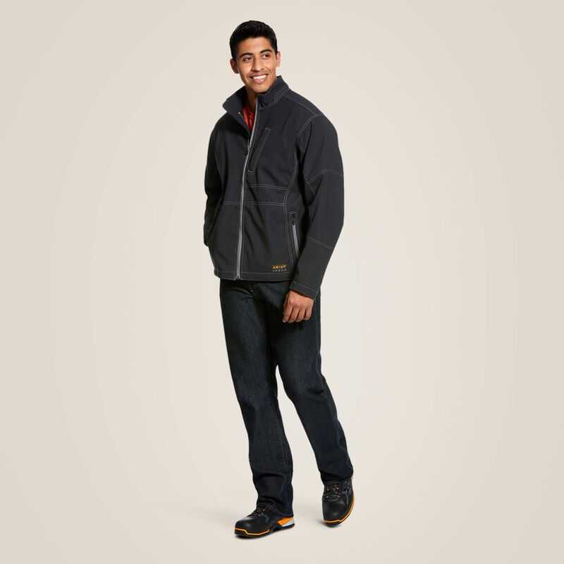 Ariat Rebar Stretch Canvas Softshell Jacket Black | 204KZTUPM