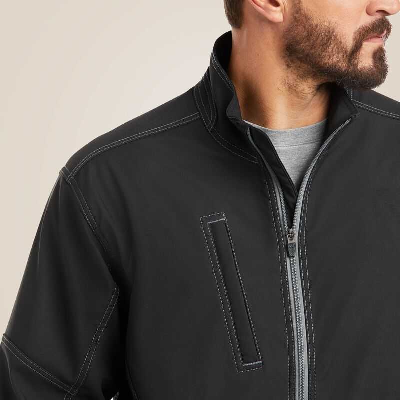 Ariat Rebar Stretch Canvas Softshell Jacket Black | 204KZTUPM