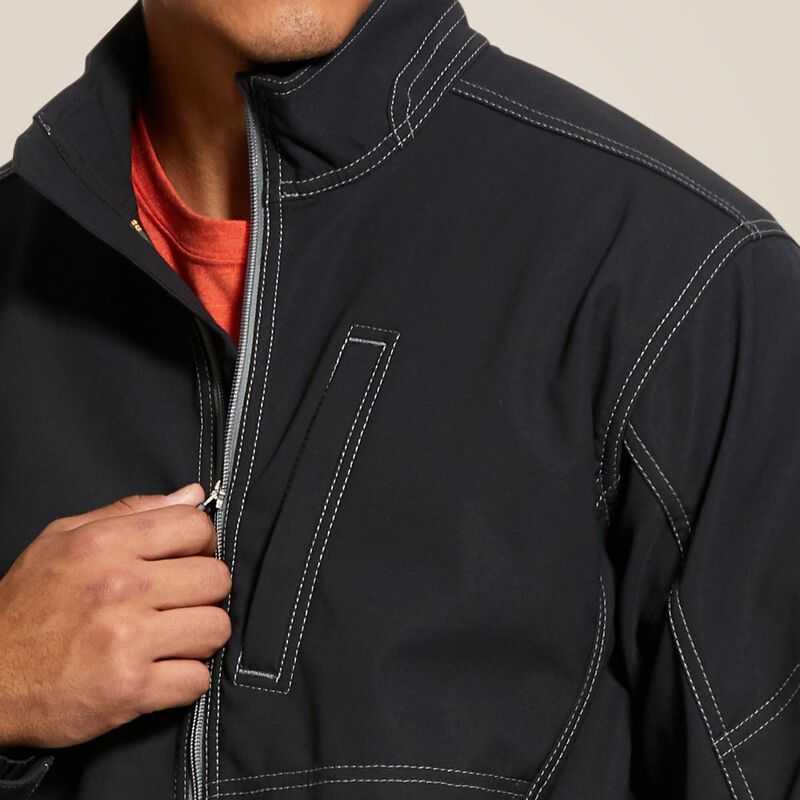 Ariat Rebar Stretch Canvas Softshell Jacket Black | 204KZTUPM