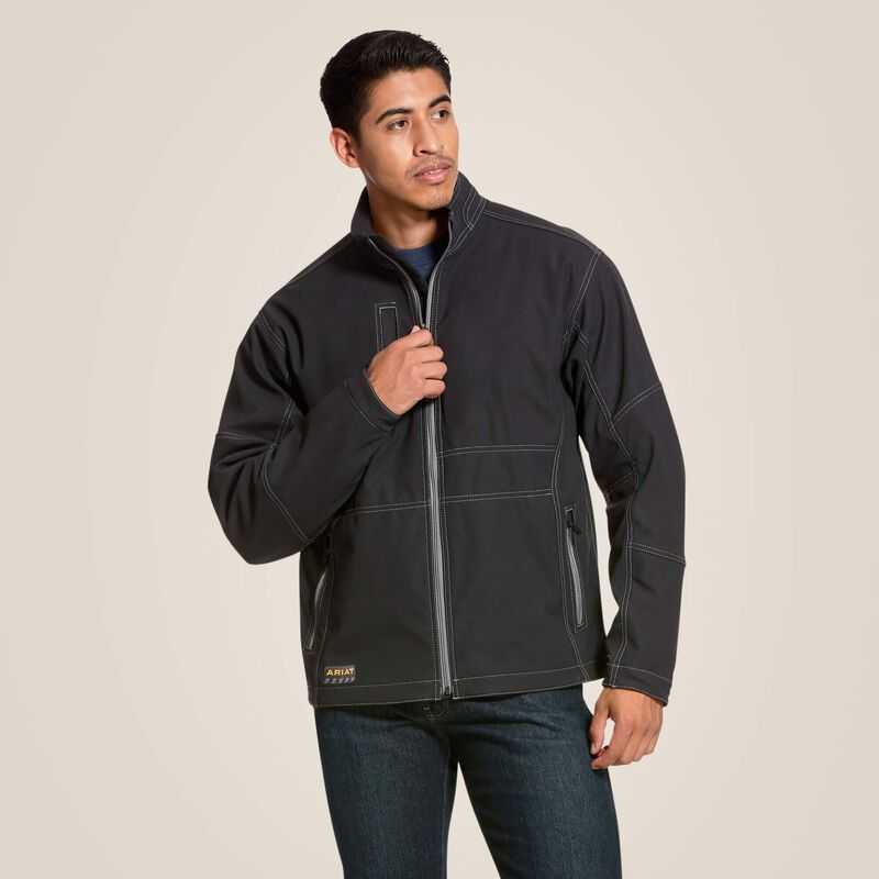 Ariat Rebar Stretch Canvas Softshell Jacket Black | 204KZTUPM