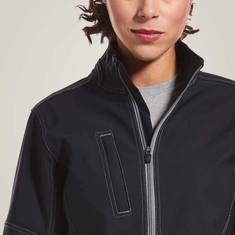 Ariat Rebar Stretch Canvas Softshell Jacket Black | 485CFJZWO