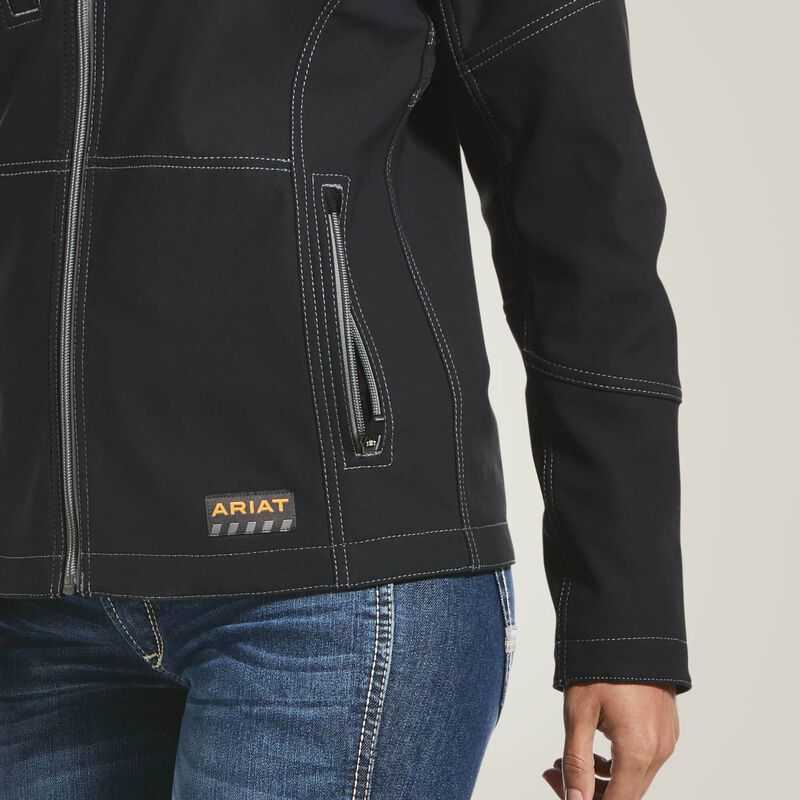 Ariat Rebar Stretch Canvas Softshell Jacket Black | 485CFJZWO