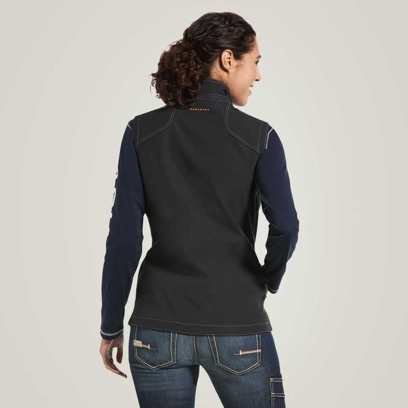 Ariat Rebar Stretch Canvas Softshell Vest Black | 725EYQGKI