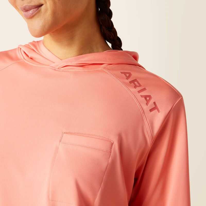 Ariat Rebar Sunblocker Hooded T-Shirt Pink | 346JWKZUL