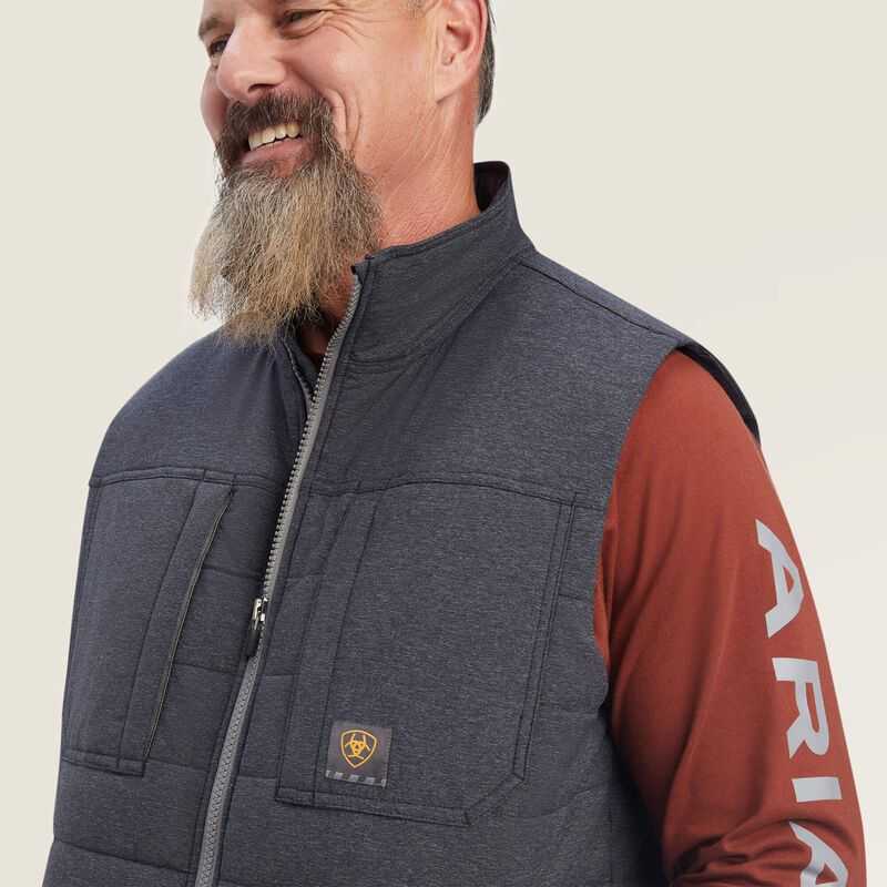 Ariat Rebar Valiant Stretch Canvas Water Resistant Insulated Vest Grey | 794CBPZXE