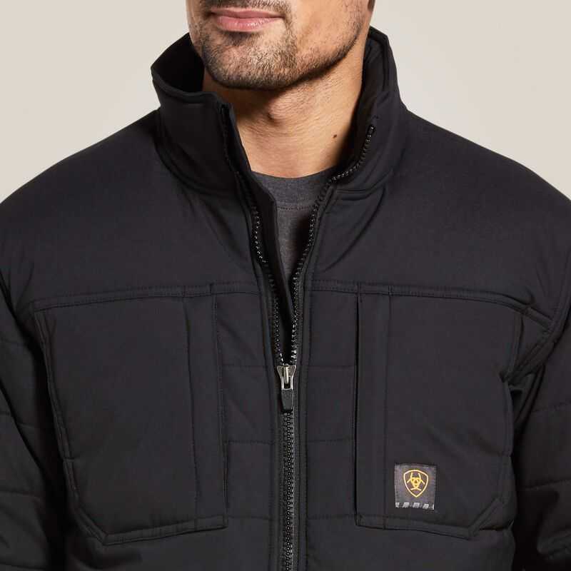 Ariat Rebar Valiant Stretch Canvas Water Resistant Insulated Jacket Black | 984OPNJWF