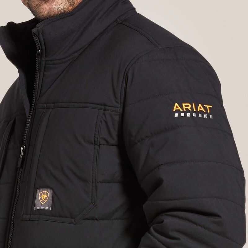 Ariat Rebar Valiant Stretch Canvas Water Resistant Insulated Jacket Black | 984OPNJWF