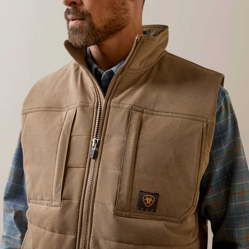 Ariat Rebar Valiant Stretch Canvas Water Resistant Insulated Vest Khaki | 267STMZOI