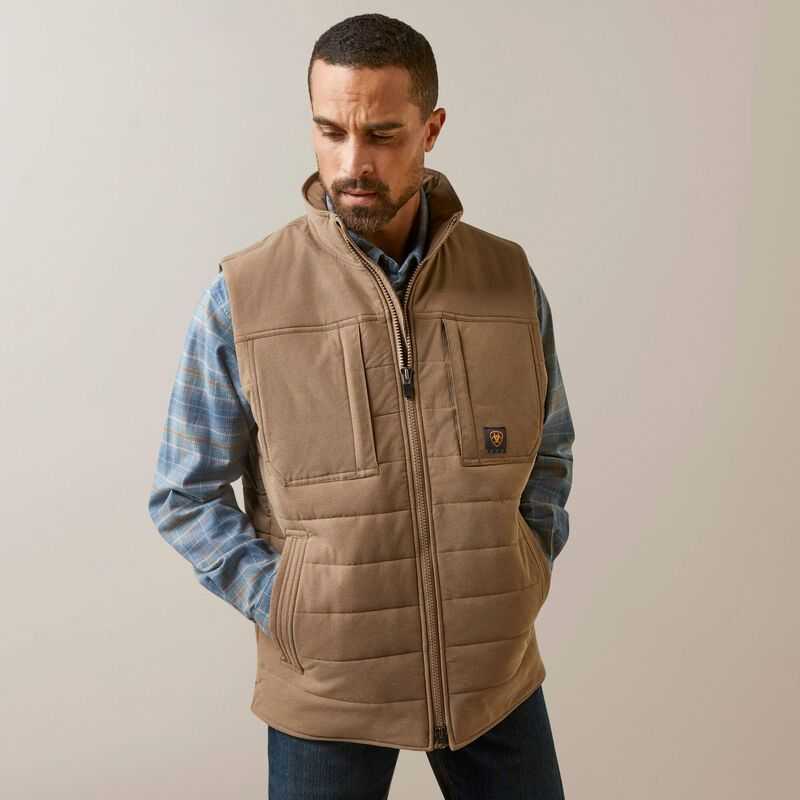 Ariat Rebar Valiant Stretch Canvas Water Resistant Insulated Vest Khaki | 267STMZOI