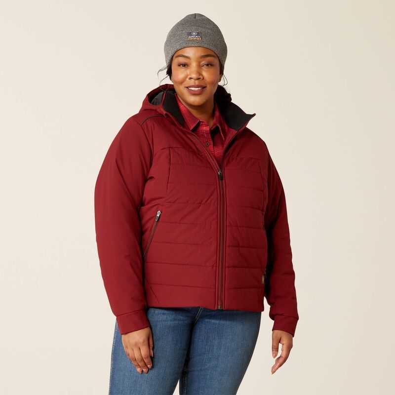 Ariat Rebar Valkyrie Stretch Canvas Insulated Jacket Dark Red | 815BCVLNP