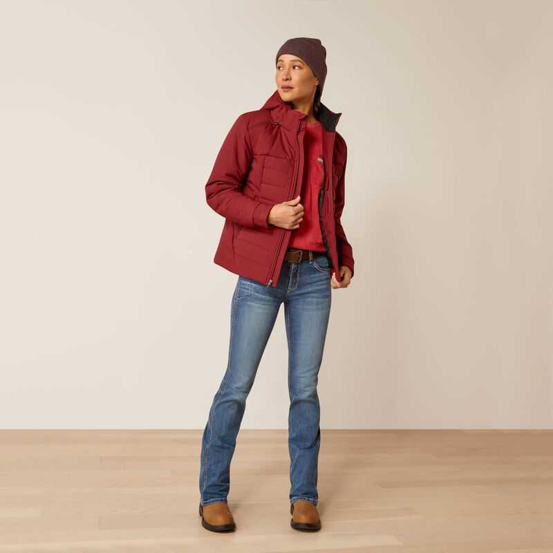 Ariat Rebar Valkyrie Stretch Canvas Insulated Jacket Dark Red | 815BCVLNP