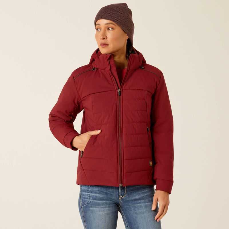 Ariat Rebar Valkyrie Stretch Canvas Insulated Jacket Dark Red | 815BCVLNP