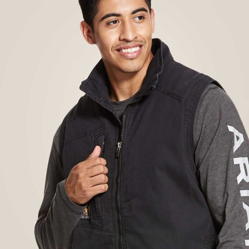 Ariat Rebar Washed DuraCanvas Insulated Vest Black | 281TWOKXL