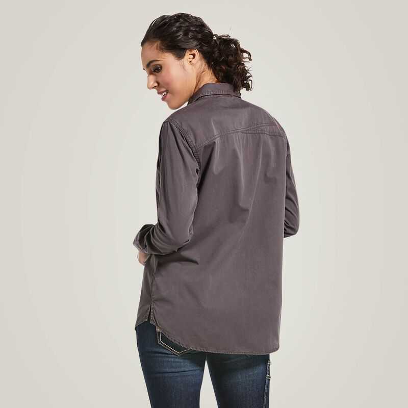 Ariat Rebar Washed Twill Work Shirt Grey | 509RKFVYS